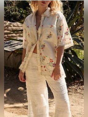 Free People Emma Embroidered top